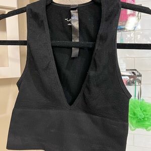black plunging racerback bra top
